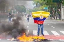 Paro Nacional Colombia Kolumbianische Flagge Protest