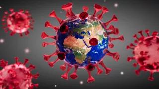 Abbildung einer Viruszelle, in der die Erde abgebildet ist