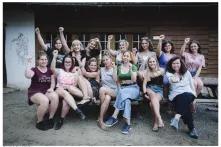 Brave - The photo presents FemFund supported informal group " Brave Girls" coming from a town Wałbrzych, who settled up a self-help group of high school girl, who want to liven up Wałbrzych in the activist and feminist sense, because, as they notice, there hardly are any such activities in their town".
