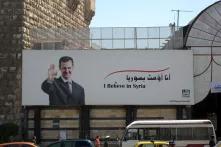 Werbeplakat von Assad in Damaskus