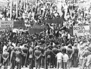 "Press freedom and democracy!" and "Stop the killing!" Demonstration, Belgrade, June 1968
